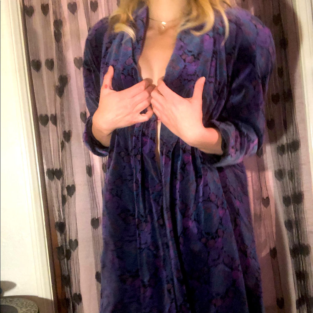 Royal Blue Purple Paisley 70’s Coat Indie Velvet